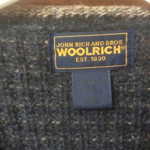 Woolrich Dark Gray and Tan Wool Button Down Cardigan Women's Sweater Size XL - Picture 2 of 6